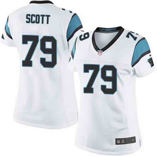 Nike Panthers #79 Chris Scott White Team Color Women Stitched NFL Jersey